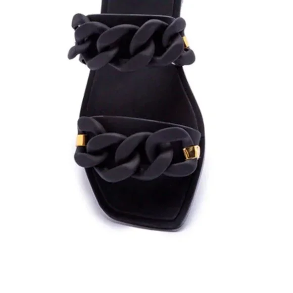 !! NEW !! Jelly Slide Sandals with Chain Detail in Matte Sage Green - Picture 10 of 11